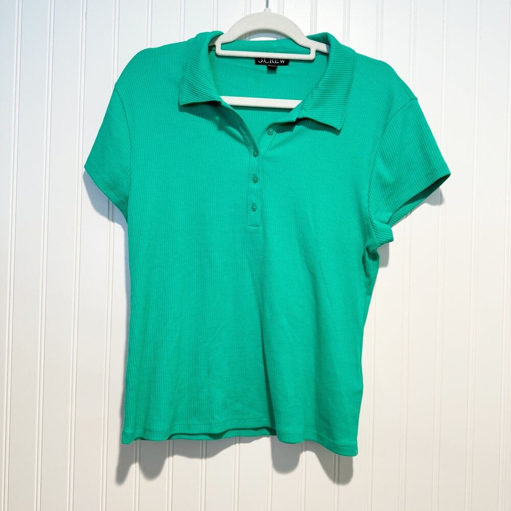 J Crew Rib Polo Shirt Kelly Green Spring Classic Golf Size XL - Picture 2 of 6